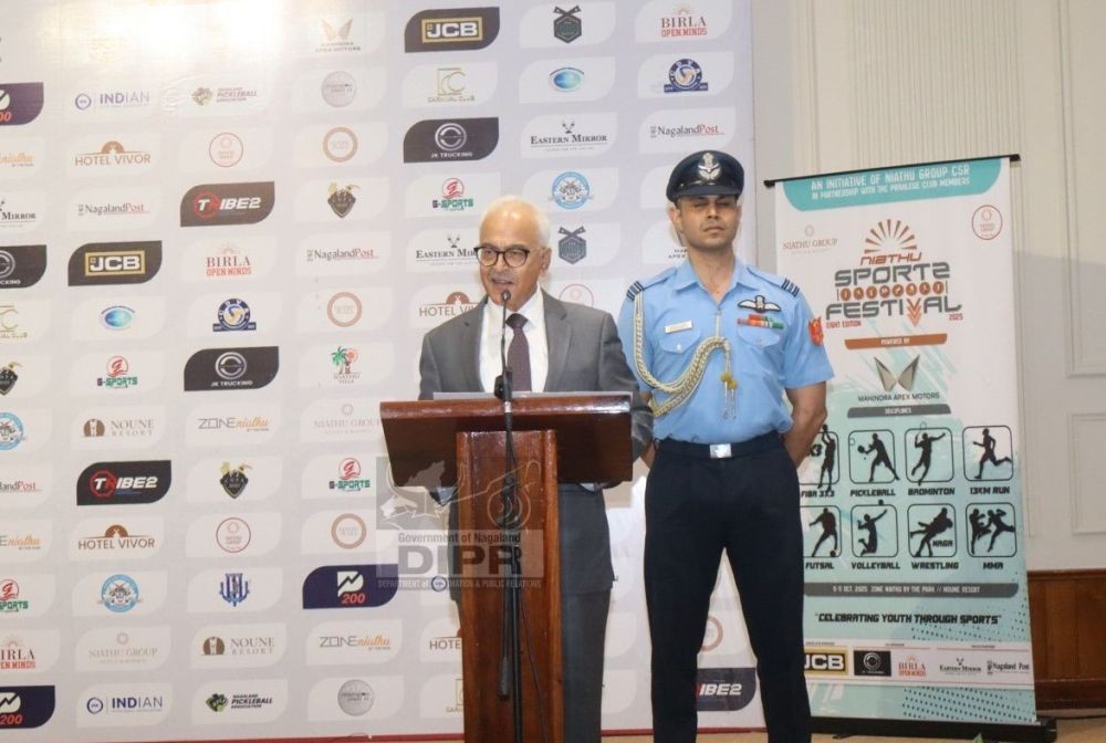 Nagaland Governor Ajay Kumar Bhalla addresses the concluding ceremony of the eighth edition of the Niathu Sports Festival 2025 on October 12. (DIPR Photo)